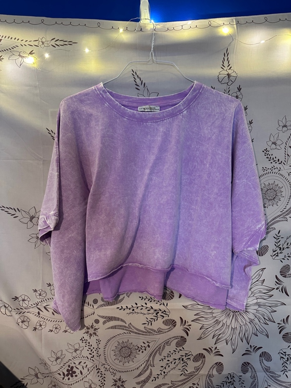 Zenana Outfitters Lavender Vintage-Wash Cropped Tee